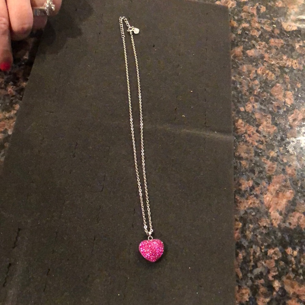 Pink crystal heart necklace